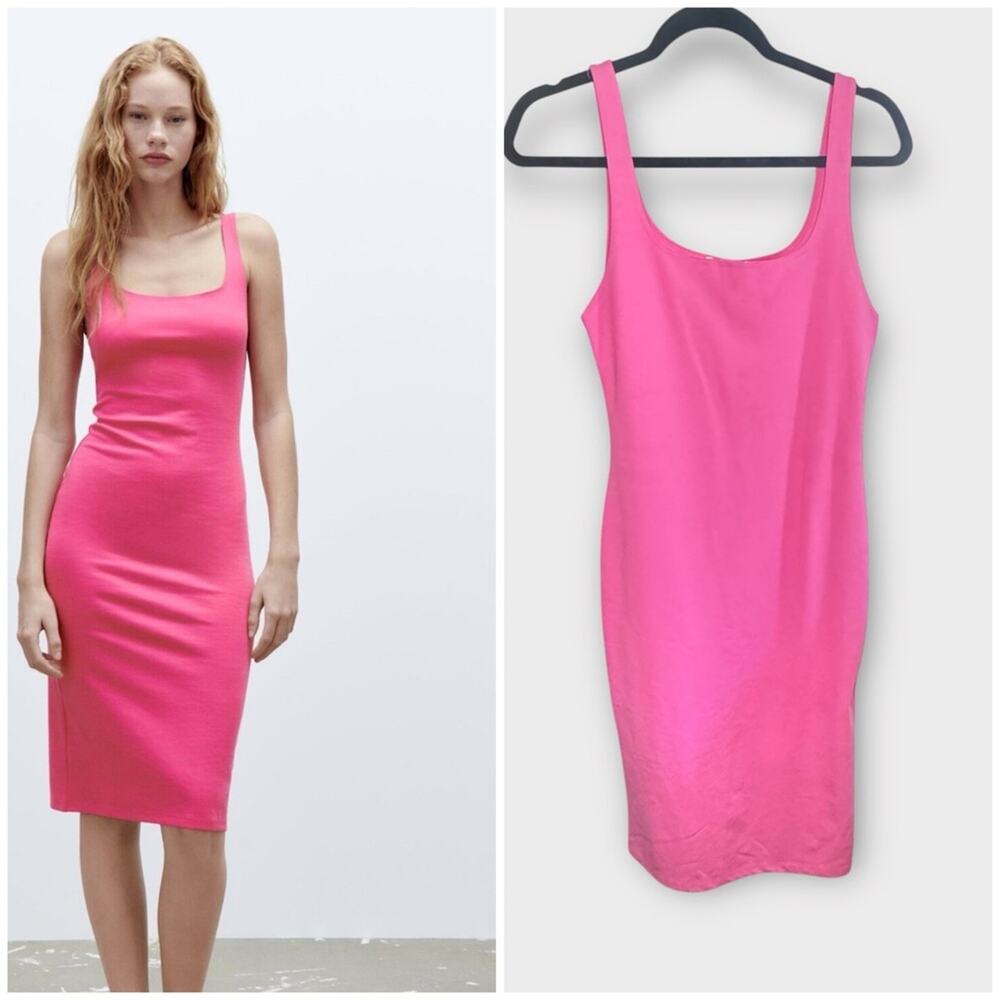 Zara Bright Pink Midi Tank Dress
